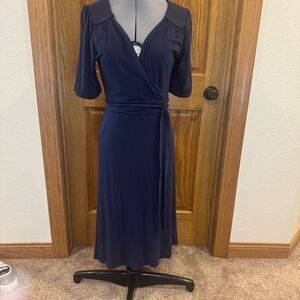Boden Classic Navy Midi Jersey Wrap Dress. Size 10